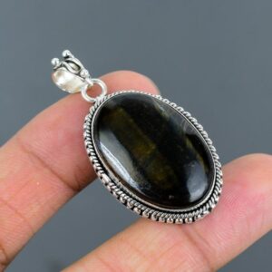 Oval Pietersite Pendant: Handmade 925 Sterling Silver Gemstone Jewelry