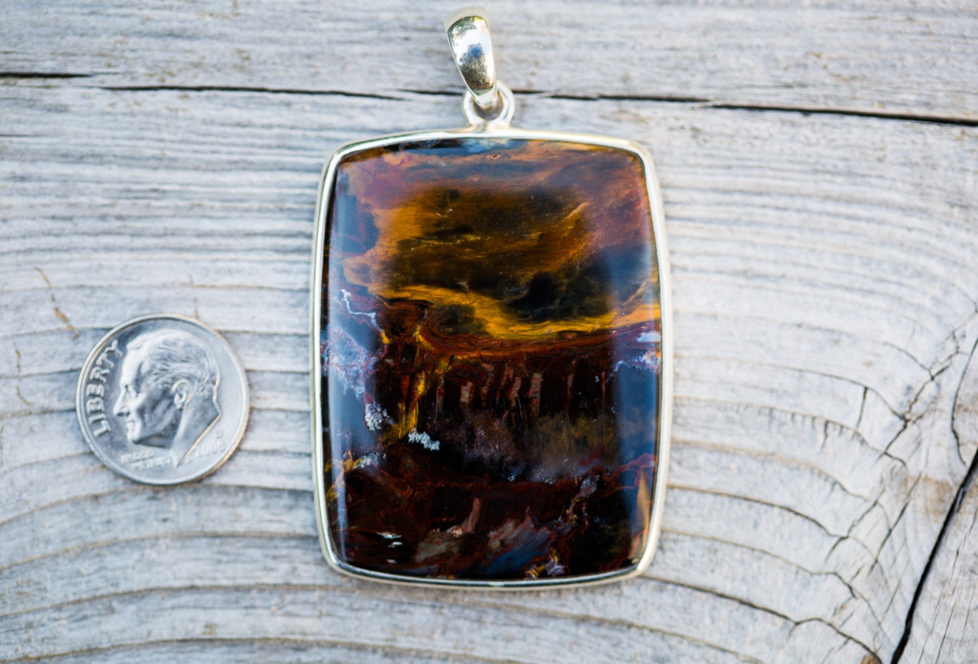 Sterling Silver Pietersite Pendant – High Contrast Gemstone Necklace