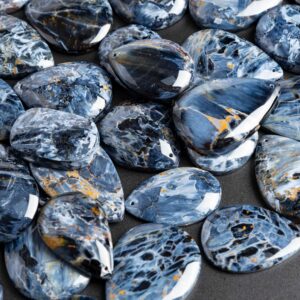 Top Drilled Cabochon Teardrop Shape Stone Pendant - Genuine Natural Blue Pietersite