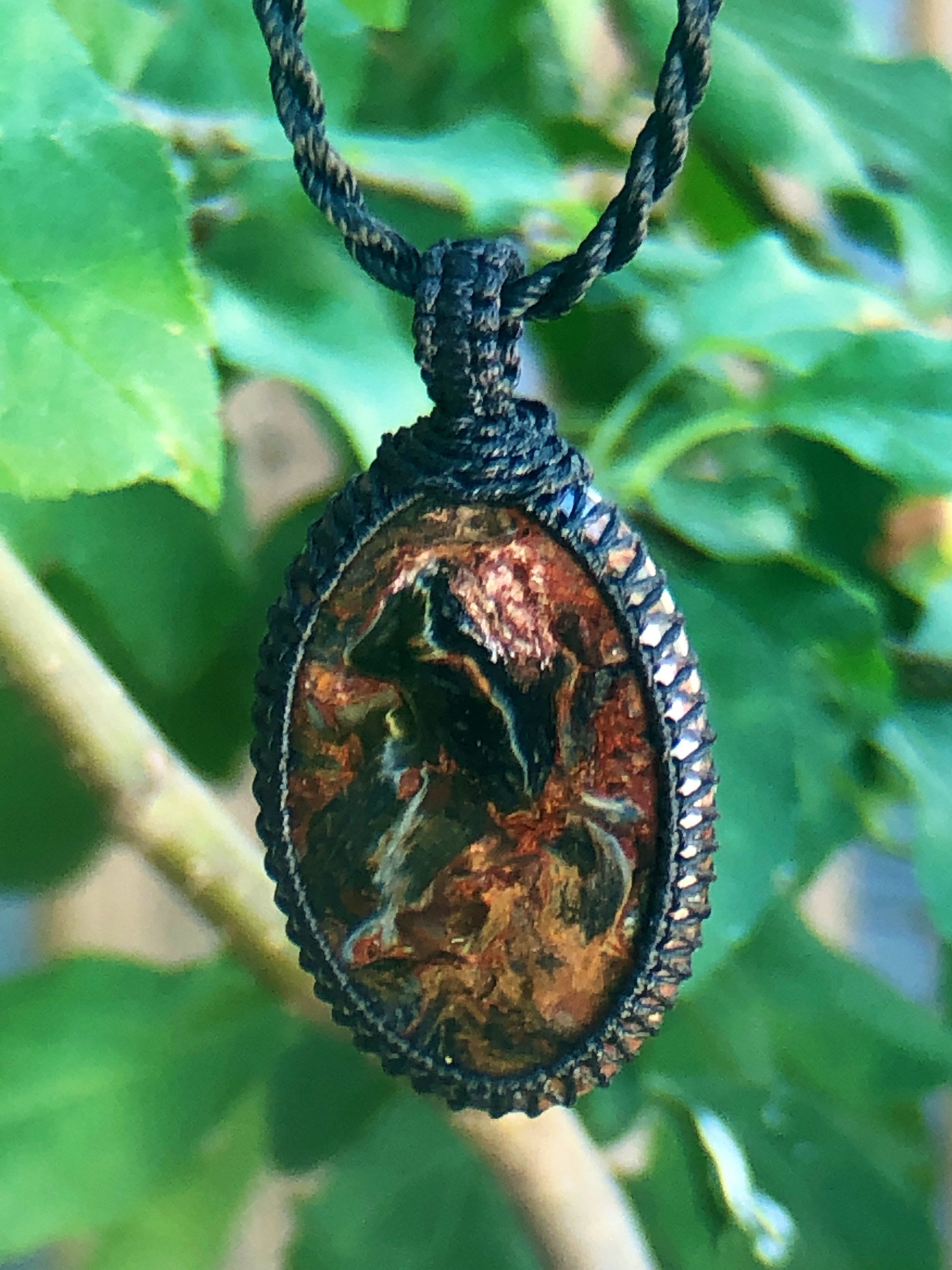 Pietersite Unique Necklace Pendant, Healing Crystal Jewelry, Macrame Gemstone