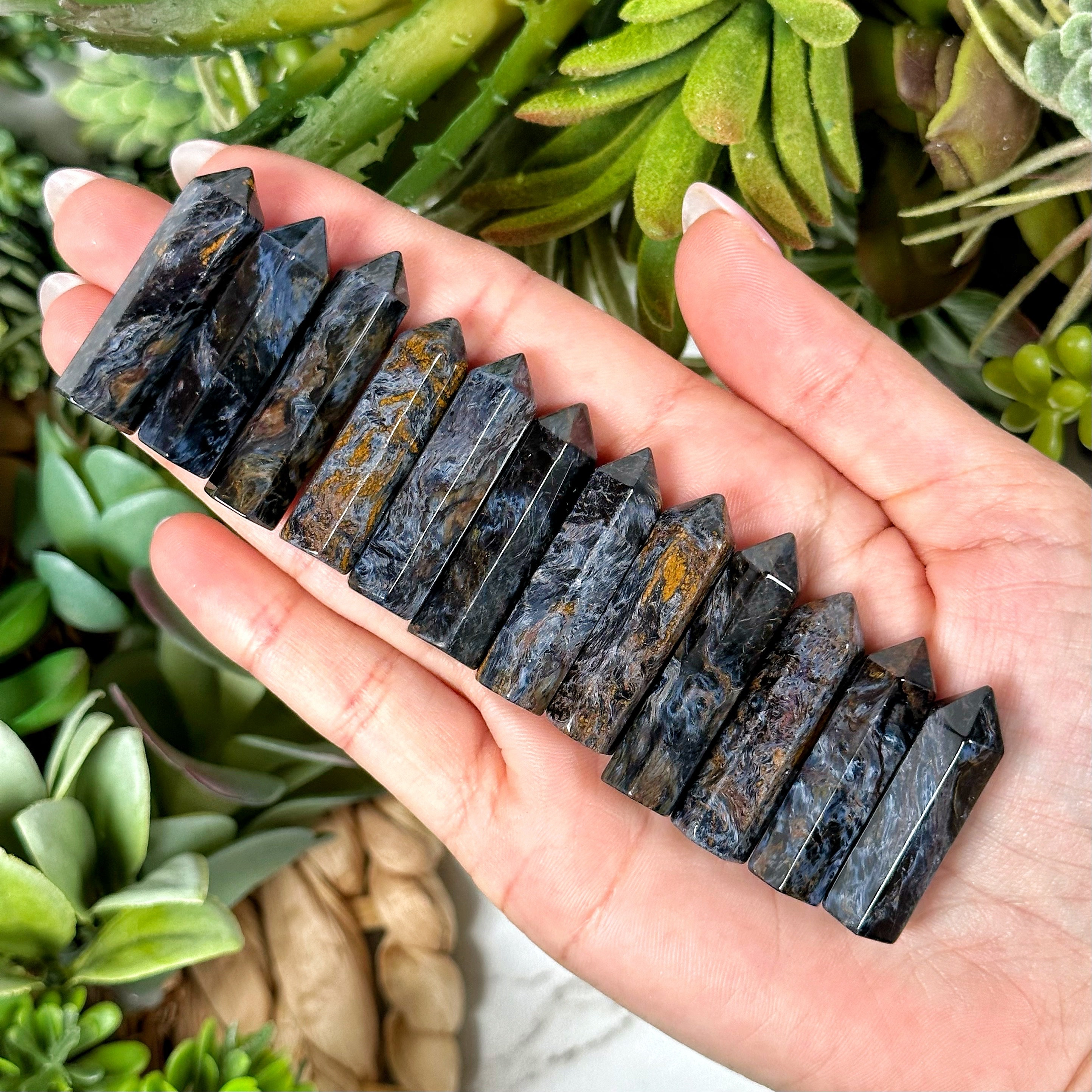 Pietersite Mini Point | S, M, L | - No. 951 (polished Blue Crystal Tower, Third-eye Chakra, Healing Stone)