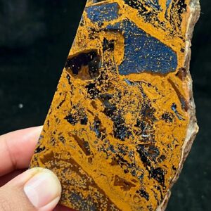 Blue Gold Pietersite Rough Slice , Natural Tempest Stone 180g 118x69x10mm