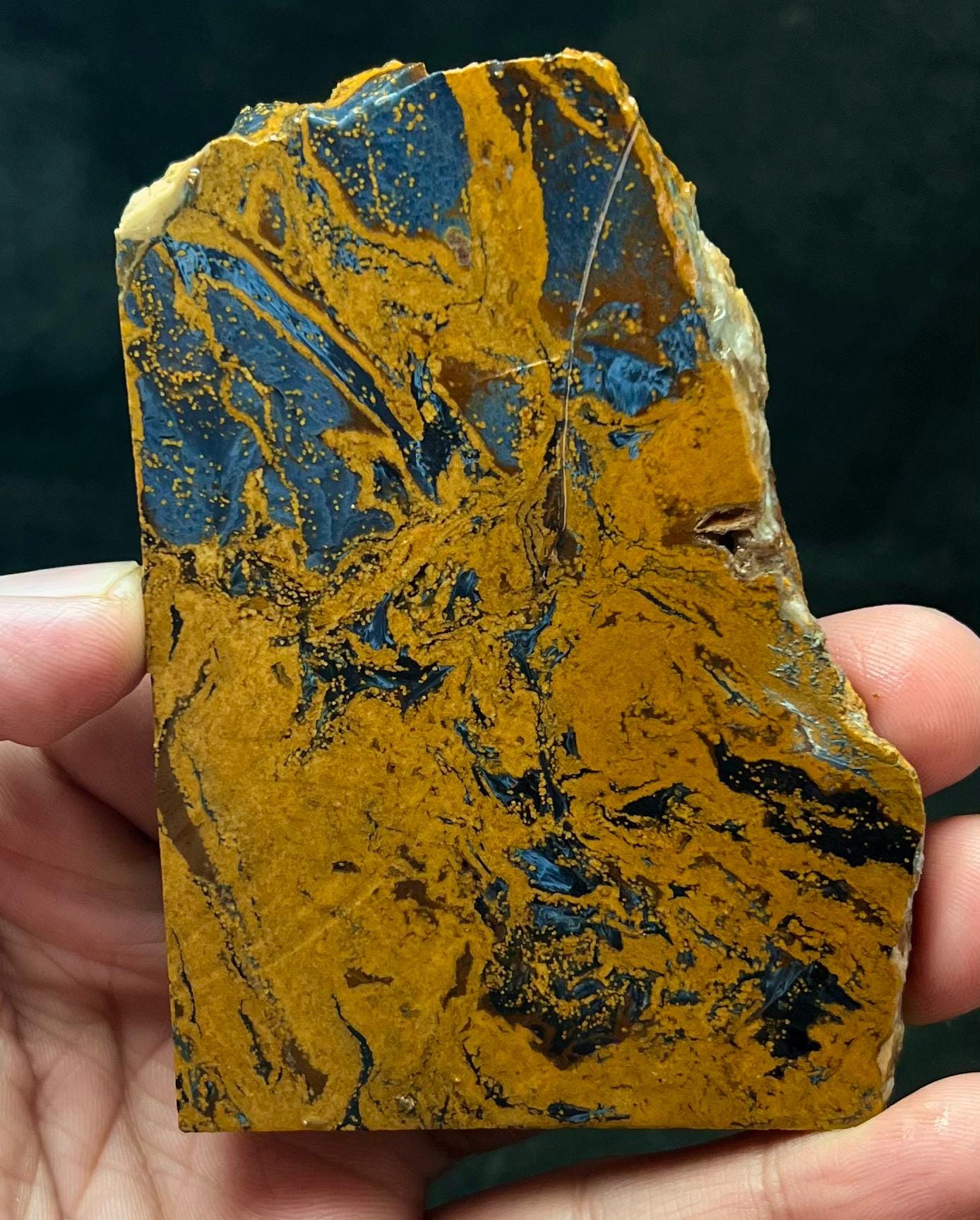 Unpolished Natural Pietersite Rough Slice | Blue Gold Stone 147g 98x71x8mm