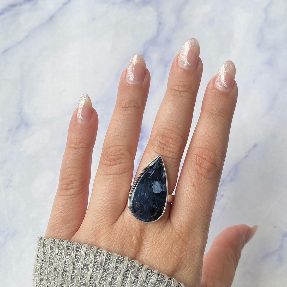 Pietersite Adjustable Ring / 925 Sterling Silver / Healing Gemstone / Gifts For Her / Pear Cab / Pietersite Statement Ring / Pit-r-264. Pietersite Adjustable Ring / 925 Sterling Silver / Healing Gemstone / Gifts For Her / Pear Cab / Pietersite Statement Ring / Pit-r-264.