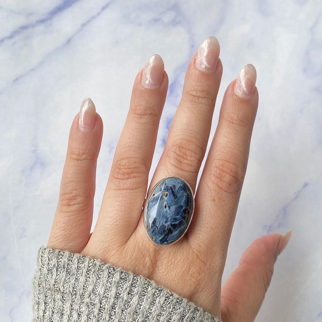 Pietersite Adjustable Ring / 925 Sterling Silver / Healing Gemstone / Gifts For Her / Oval Cab / Pietersite Statement Ring /  Pit-r-272.