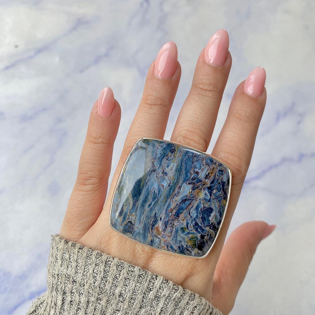 Pietersite Adjustable Ring / 925 Sterling Silver / Healing Gemstone / Gifts For Her / Octagon Cab / Pietersite Statement Ring / Pit-r-367.