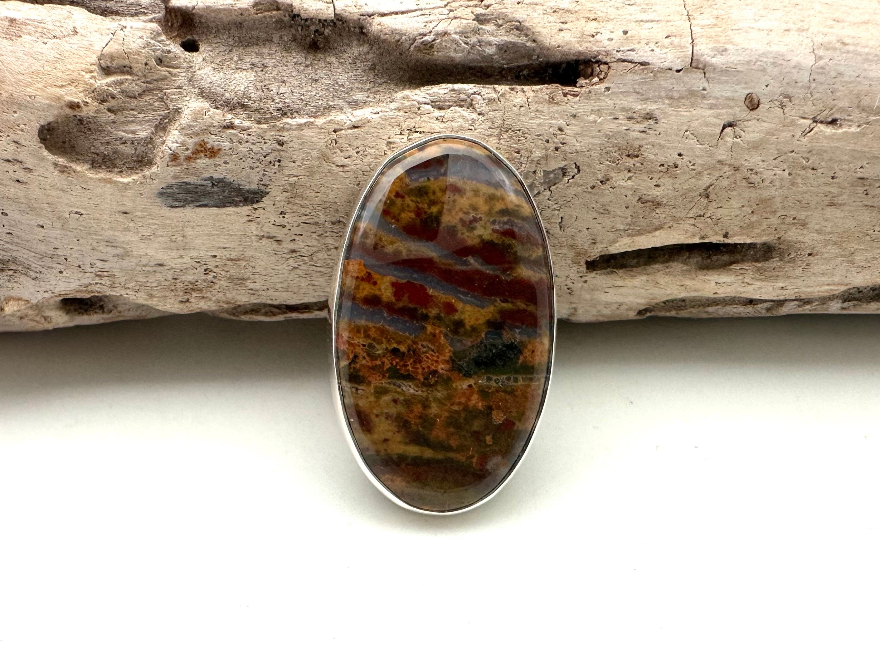 Adjustable Pietersite Ring, 925 Sterling Silver, Size 7-9