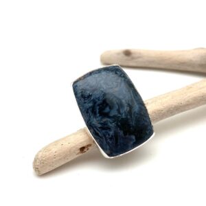 Adjustable Square Pietersite Ring, 925 Sterling Silver, Size 7-9