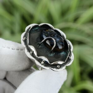Handmade Pietersite Ring: Adjustable 925 Sterling Silver Gemstone Jewelry