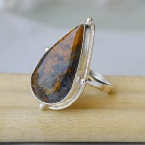 Pietersite Jasper Sterling Silver Ring: Artisan Statement Jewelry Pietersite Jasper Sterling Silver Ring: Artisan Statement Jewelry