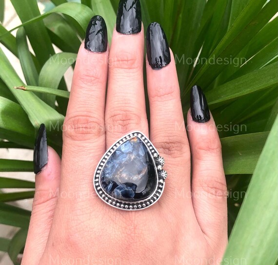 Natural Pietersite Ring, 925 Sterling Silver Handmade Women's Statement Ring, Gift For Mom