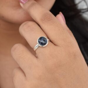 Pietersite Ring, Simple Ring, Sterling Silver Ring, Artisan Ring, Blue Pietersite Jewelry, Handmade Silver Rings, Natural Stone, Christmas