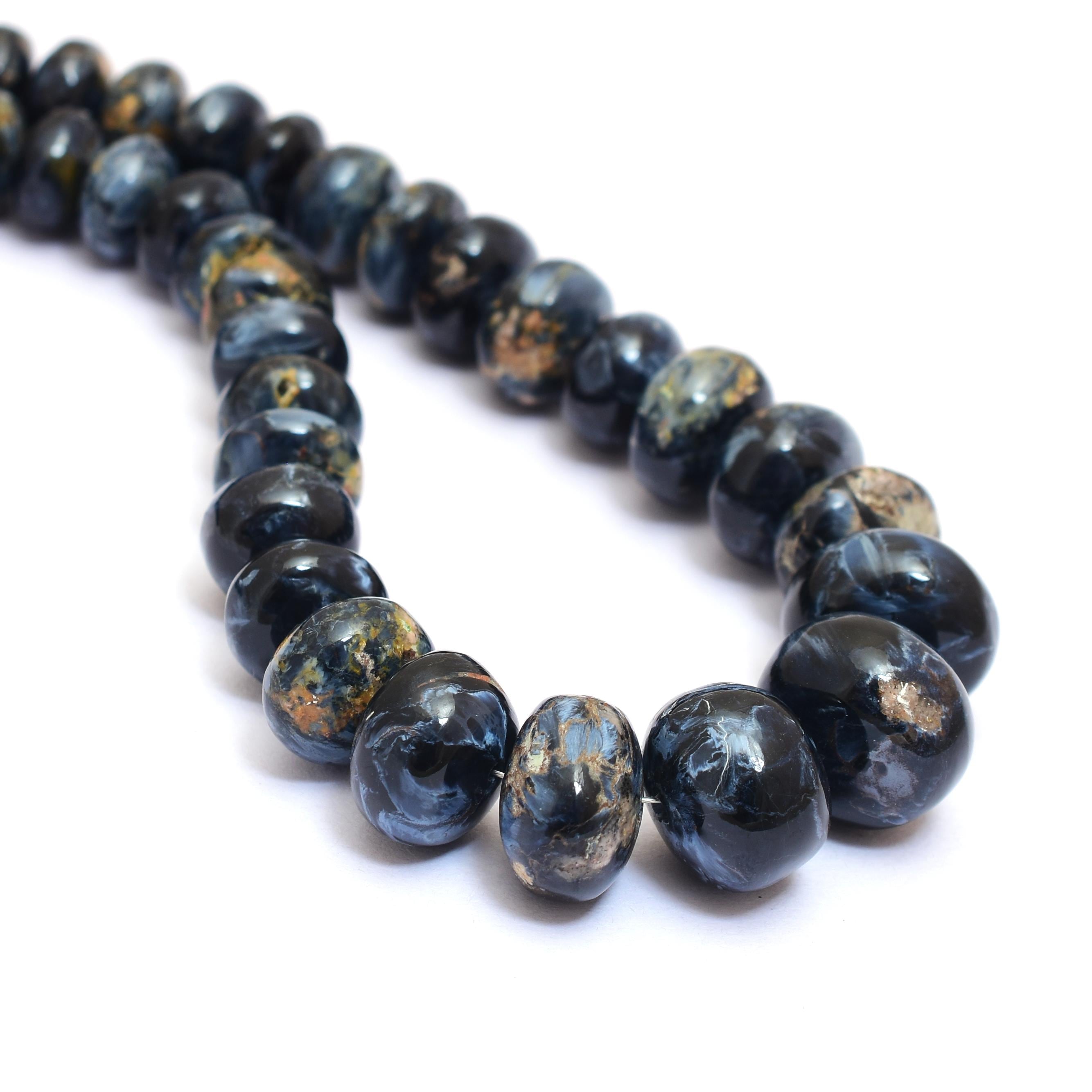Aaa+ Pietersite Gemstone 8mm-14mm Smooth Rondelle Beads | Natural Pietersite Semi Precious Gemstone Loose Rondelle Beads | 15inch Strand