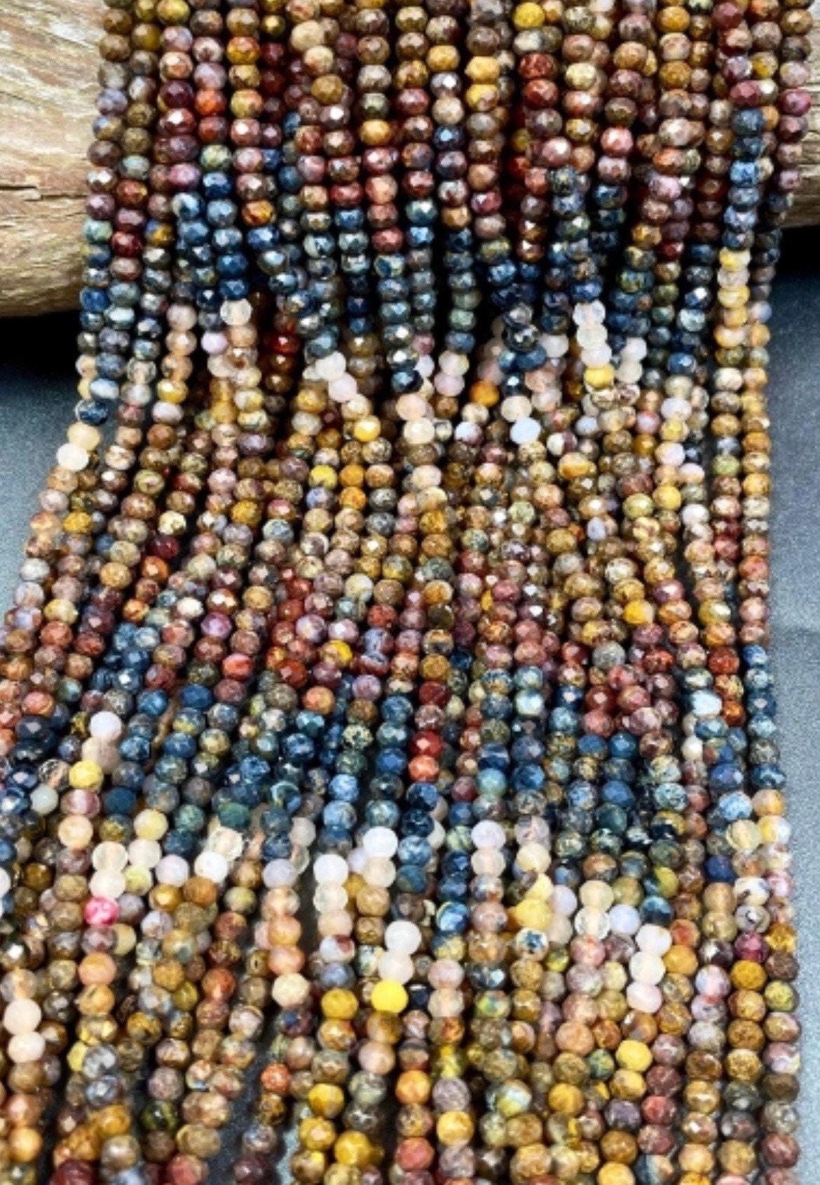 Aaa Natural Pietersite Stone Bead. Faceted 3x4mm Rondelle Shape. Gorgeous Natural Brown Blue Color With Orange Multi Color Gemstone 15.5”