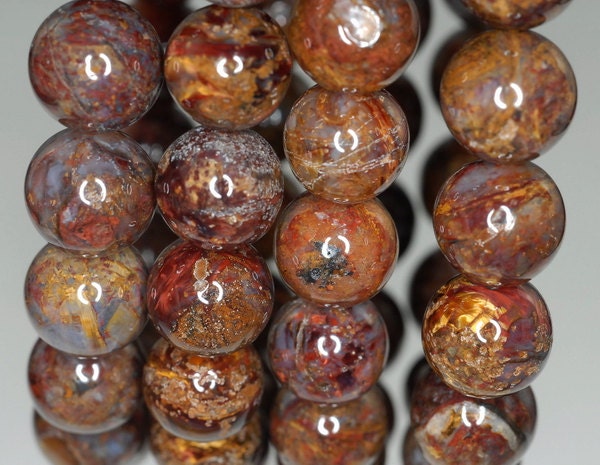 11-12mm Genuine Pietersite Gemstone Deep Color Round 11-12mm Loose Beads 7 Inch Half Strand (90188149-816)