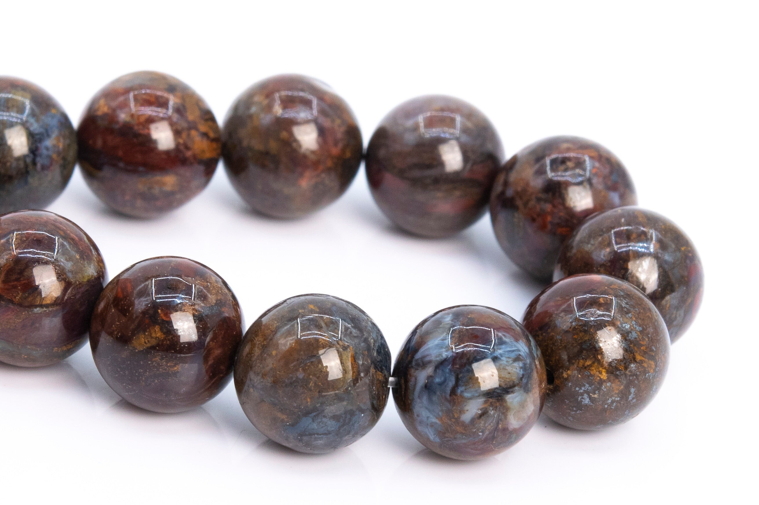 11mm Blue Brown Pietersite Beads Grade Aa Genuine Natural Gemstone Half Strand Round Loose Beads 7.5" (112659h-3541)