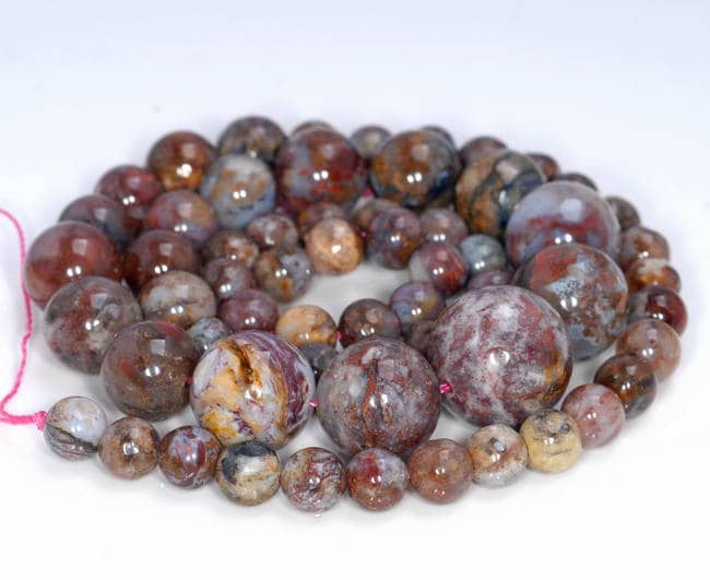 6-14mm Pietersite Gemstone Red Brown Gradated Round Loose Beads 18 Inch Full Strand (80004512-918)