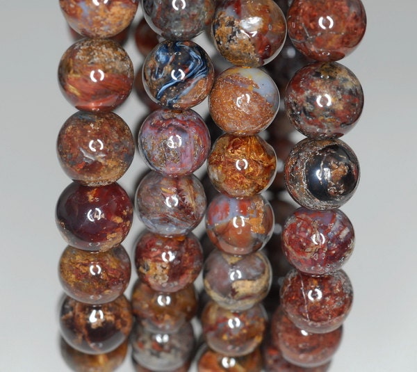 8-9mm Genuine Pietersite Gemstone Grade Ab Deep Color Round 8-9mm Loose Beads 7 Inch Half Strand (90188171-815)