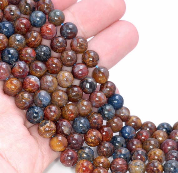 8mm Genuine Pietersite Gemstone Rare Blue Red Yellow Round Loose Beads 7.5 Inch Half Strand Lot 1,2,6 And 12 (80004999-454)