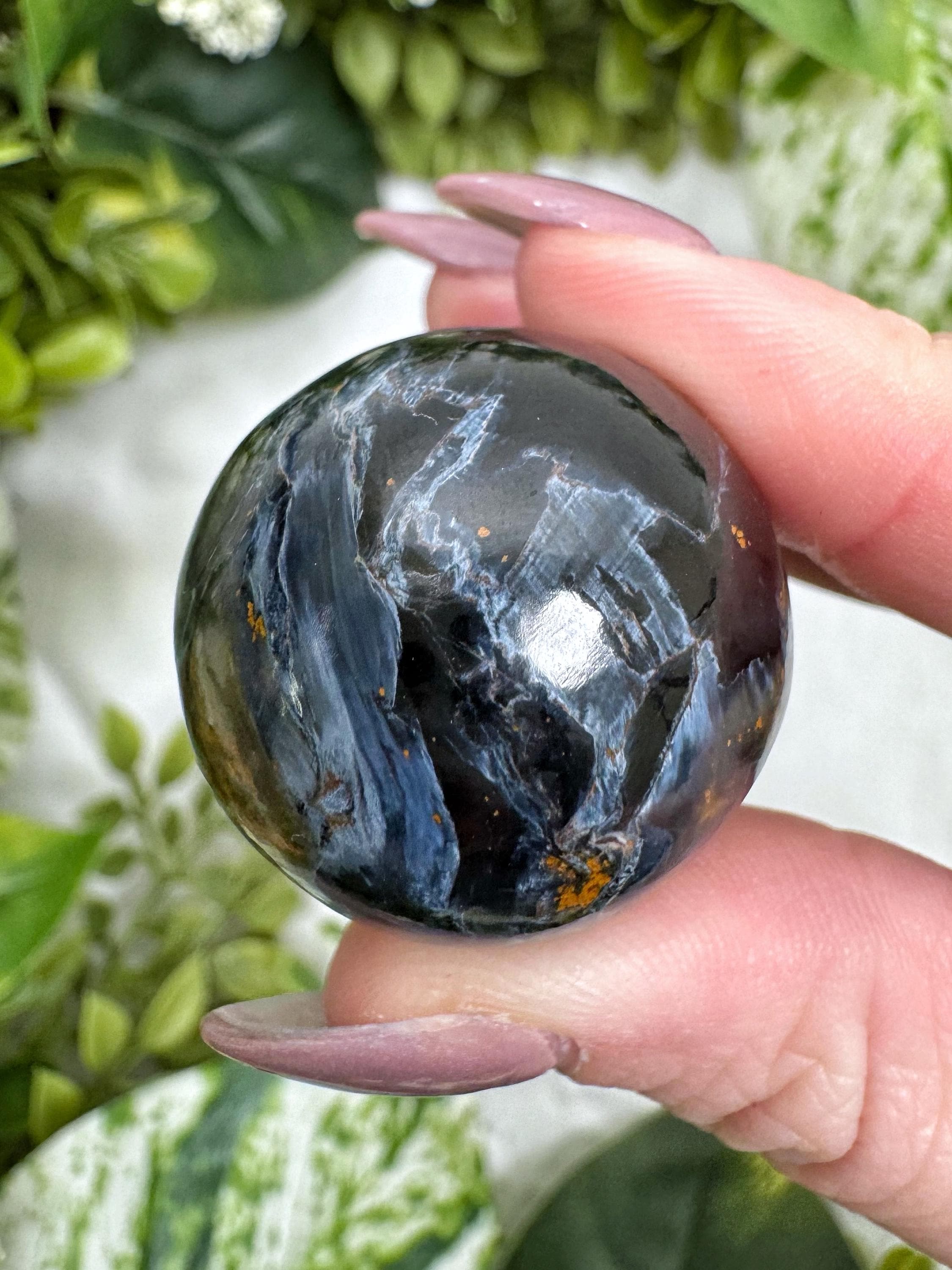 Pietersite Sphere | 28mm | - #2 (polished Blue Crystal Ball, Third-eye Chakra, Healing Stone, Intuition) Pietersite Sphere | 28mm | - #2 (polished Blue Crystal Ball, Third-eye Chakra, Healing Stone, Intuition)
