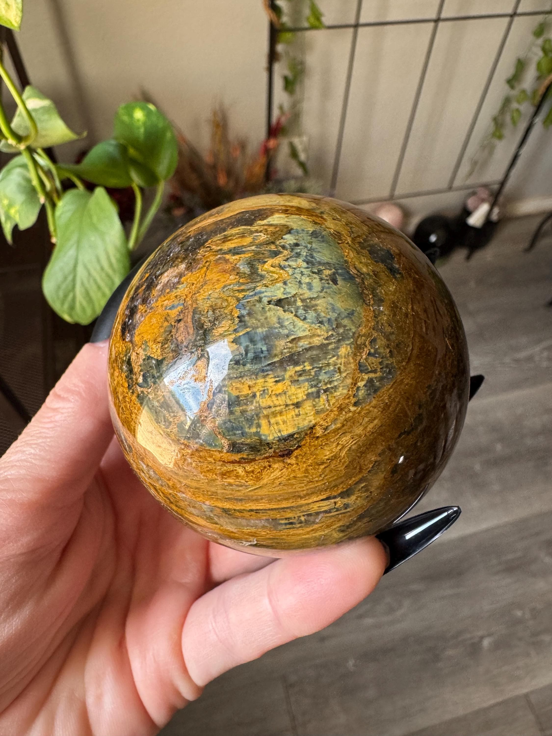 Pietersite Sphere Crystal | Natural Stone Carved And Polished Sphere | Metaphysical Healing & Home Decor Pietersite Sphere Crystal | Natural Stone Carved And Polished Sphere | Metaphysical Healing & Home Decor