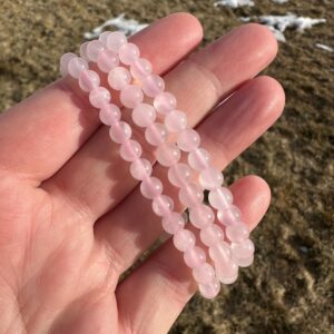Pink Calcite Bracelet 6mm Beads, UV Reactive Pink Calcite Bracelet 6mm Beads, UV Reactive