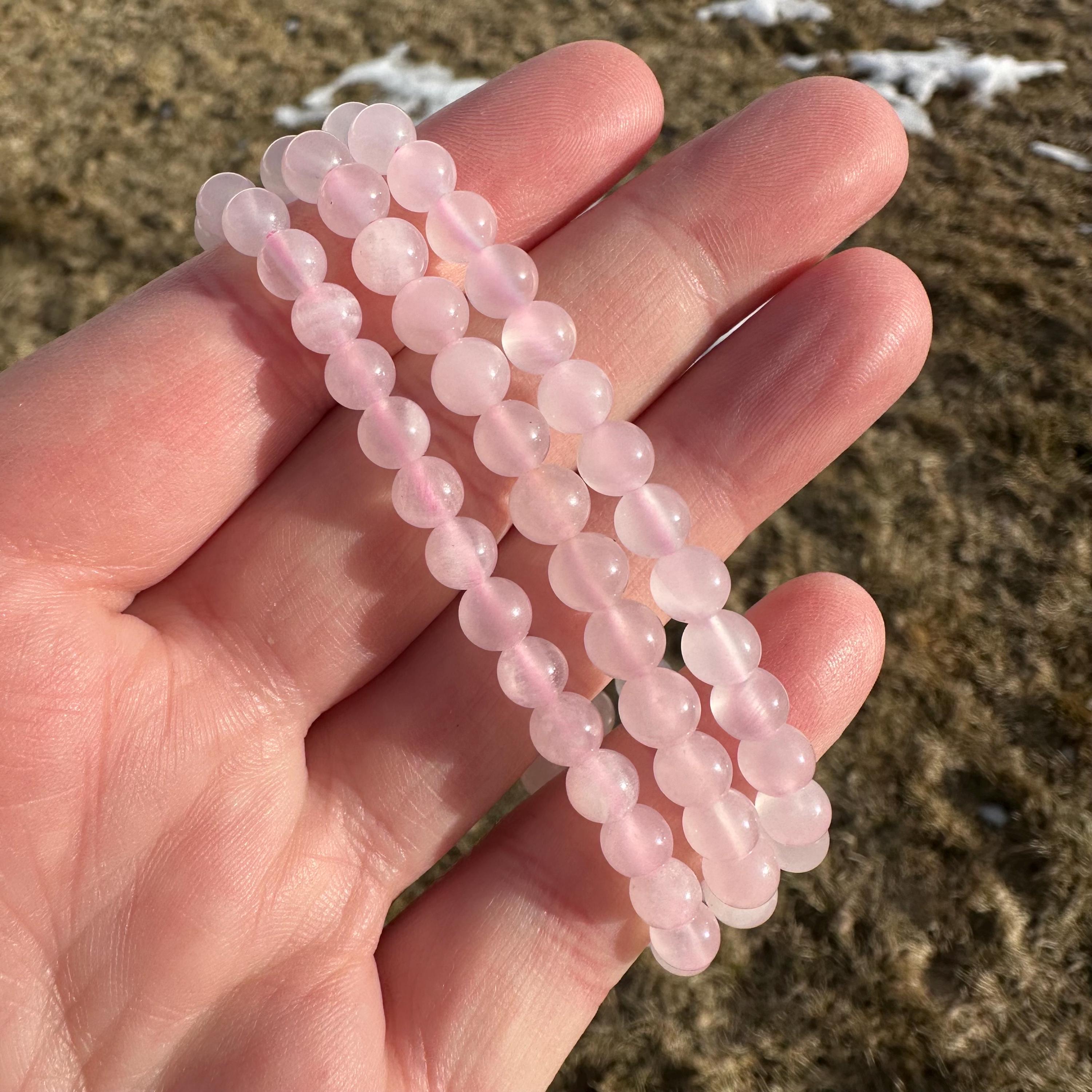 Pink Calcite Bracelet 6mm Beads, Uv Reactive