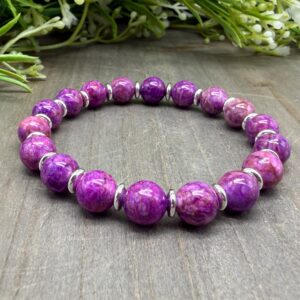 Bright Purple Pink Calcite Genuine Stone 8mm Round Bead Stretch Bracelet Bright Purple Pink Calcite Genuine Stone 8mm Round Bead Stretch Bracelet