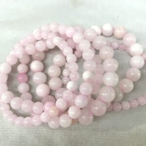Genuine Pale Pink Calcite 6-10mm Round Flexible String Bracelet • Gemstone Beads Finished Jewelry 1 Piece for Daily Wear & Gifts Giving