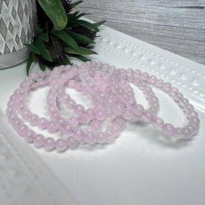 Pink Calcite Bracelet, Manganoan Calcite or Mangano Calcite, UV Reactive Crystal Bracelet, 6-7mm Round Beads Pink Calcite Bracelet, Manganoan Calcite or Mangano Calcite, UV Reactive Crystal Bracelet, 6-7mm Round Beads