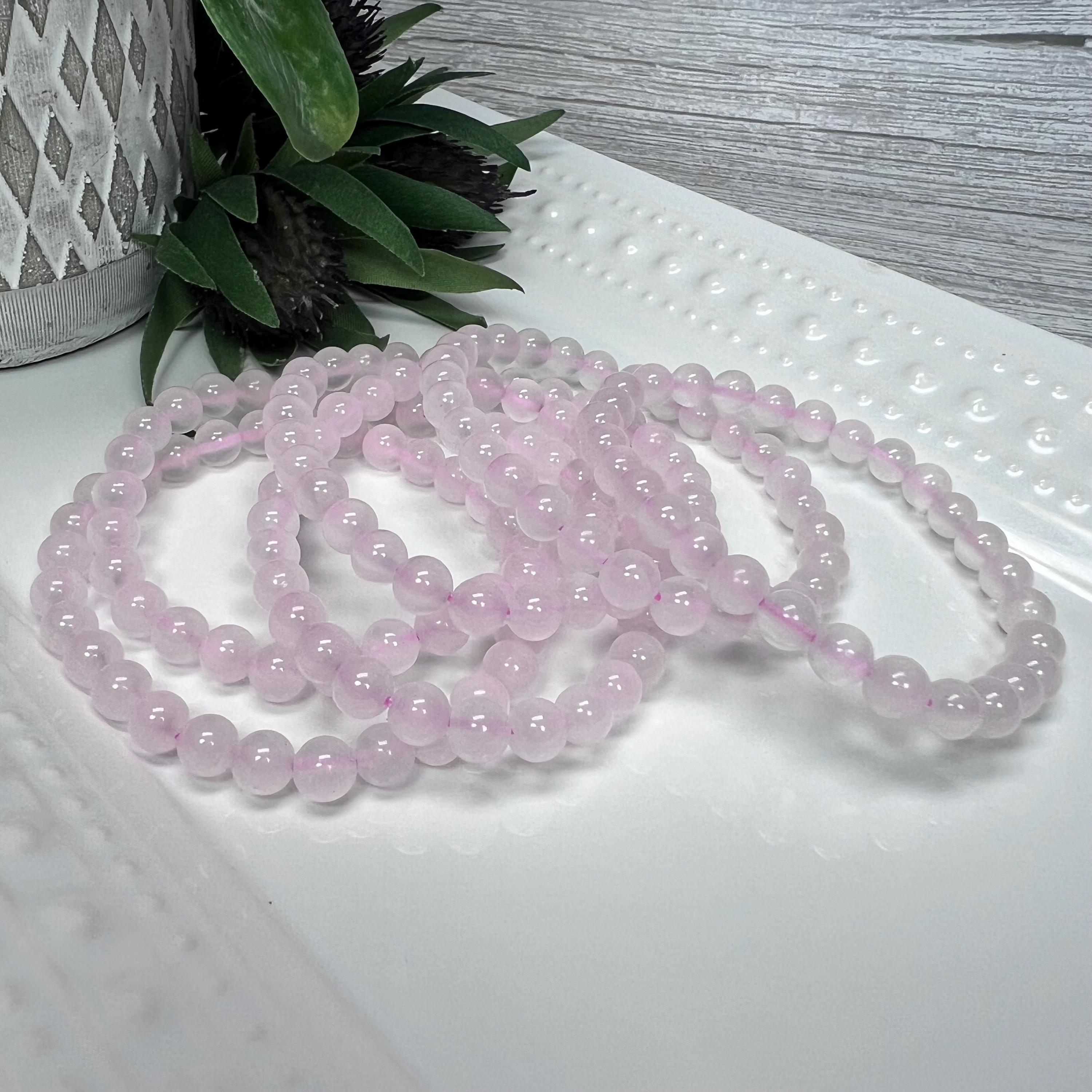 Pink Calcite Bracelet, Manganoan Calcite Or Mangano Calcite, Uv Reactive Crystal Bracelet, 6-7mm Round Beads