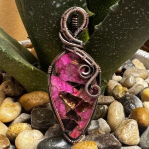 Pink Calcite and Obsidian Pendant & Necklace