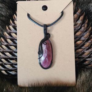 Cobalto Calcite Wire Wrapped Pendant Necklace