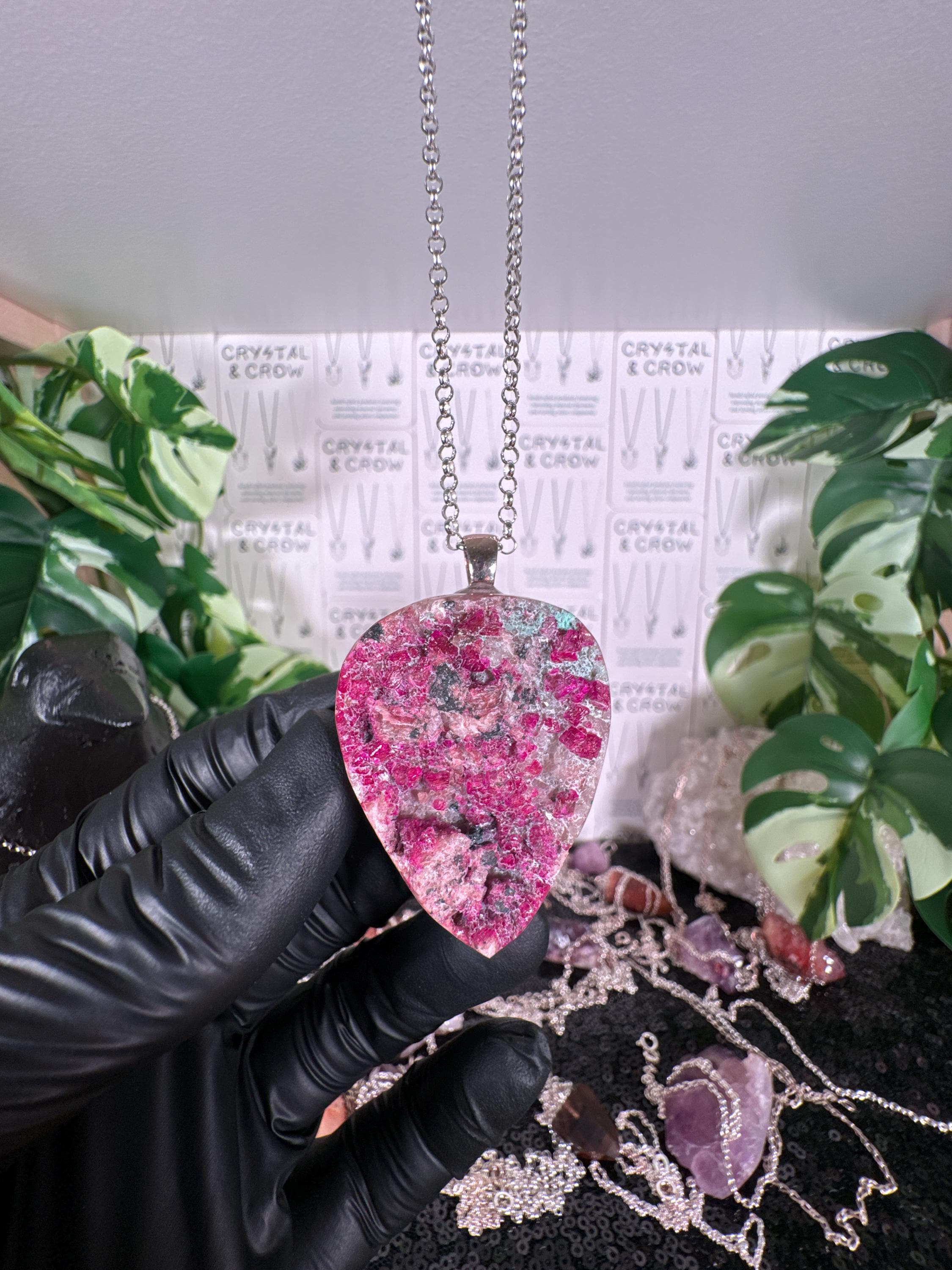 Cobaltoan Calcite Pendant Sterling Silver Necklace