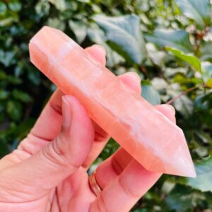Pink Calcite Crystal Point (78.62) Natural Rose Pink Calcite, Small Gemstone Tower