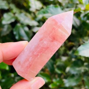 Pink Calcite Crystal Point (61.70G) Natural Rose Pink Calcite, Small Gemstone Tower