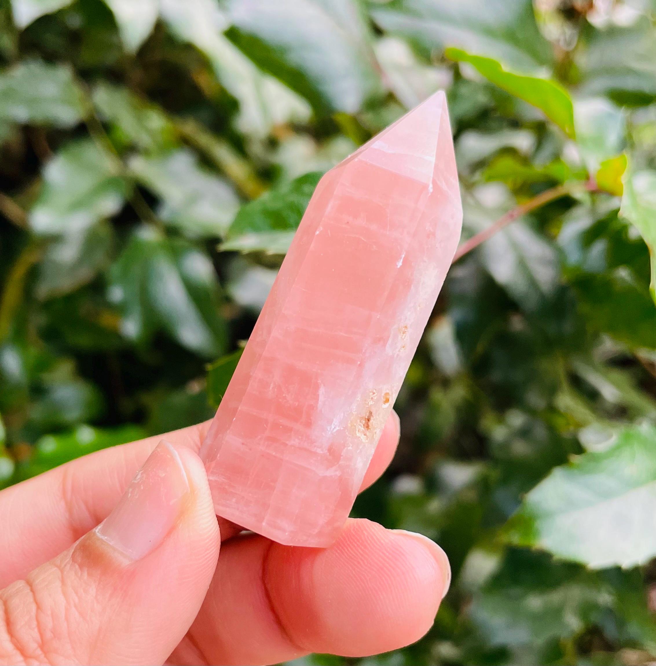 Pink Calcite Crystal Point (33.82g) Natural Rose Pink Calcite, Small Gemstone Tower