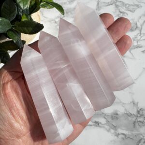 Small Pink Mangano Calcite Towers; UV REACTIVE! Crystals for Decor or Meditation