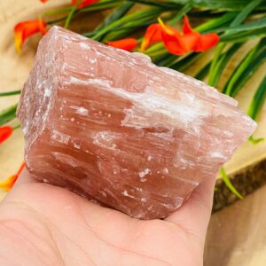 Strawberry Pink Calcite Rough Stone Chunks, Calcite Raw Specimen
