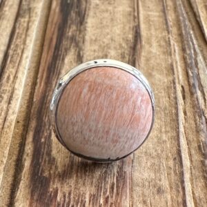 Celestobarite Sterling Silver Ring, Size 6.5, Rare Calcite Barite Gem, Peach Orange Gemstone, Natural Stone Jewelry