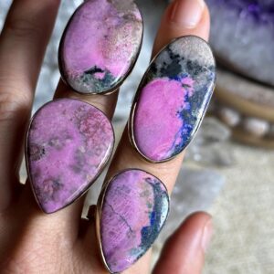 Pink Cobalto Calcite Adjustable Ring, .925 Sterling Silver Ring