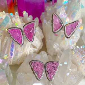 Pretty in Pink Butterfly Wing Ring // Druzy Cobalt Calcite