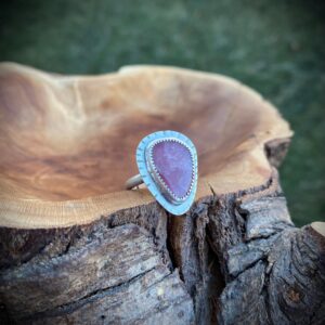 Size 8 Genuine Handmade Sterling Silver Pink Calcite Statement Ring