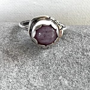 Pink Calcite Statement Ring: Handcrafted Sterling Silver Band