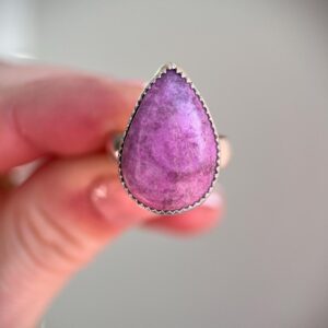 Pink calcite sterling silver ring 5.5