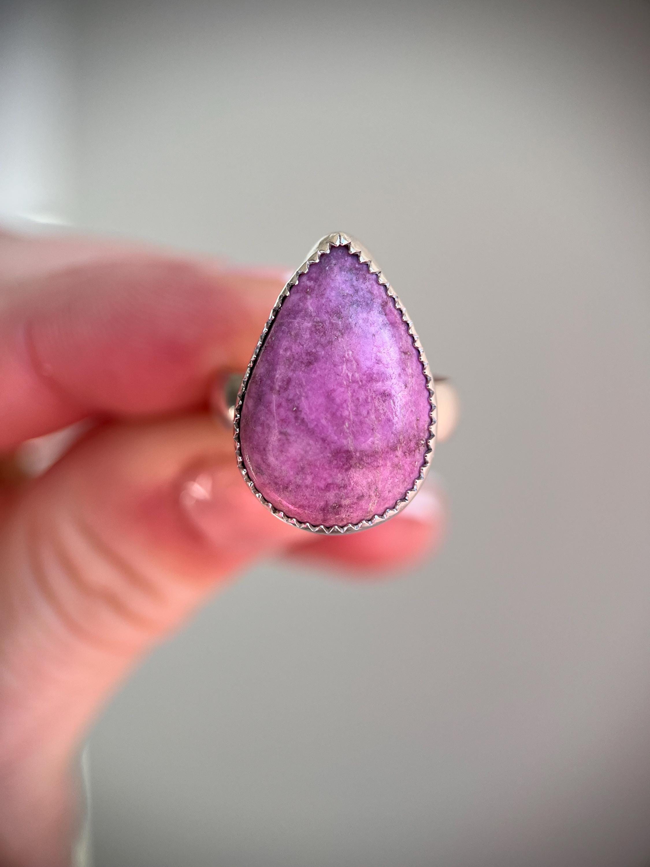Pink Calcite Sterling Silver Ring 5.5