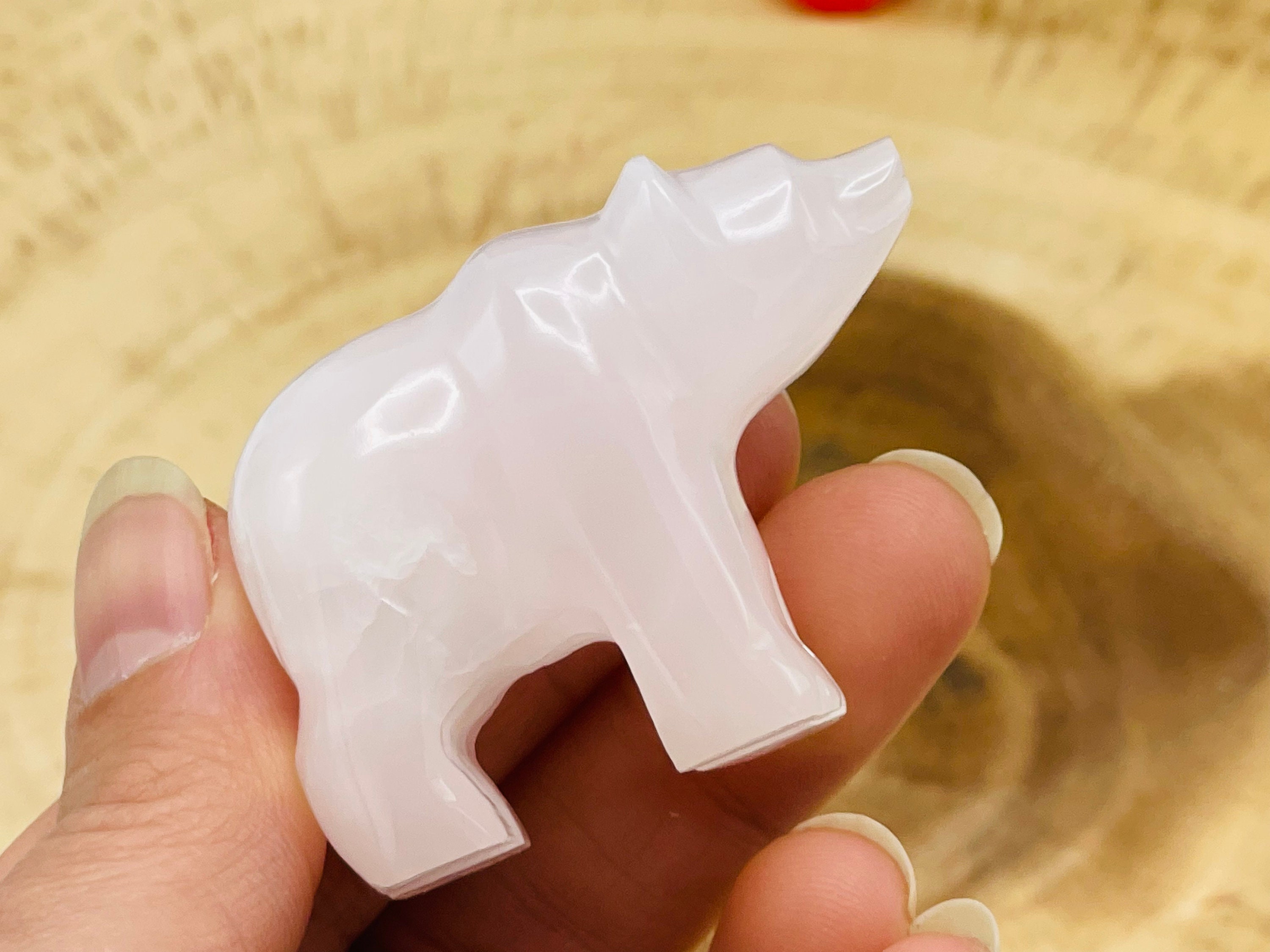 Pink Mangano Fluorescent Calcite Bear Figurine, Pink Calcite Crystal Bear, Metaphysical Healing Crystal, Spirit Animal 2 Inch