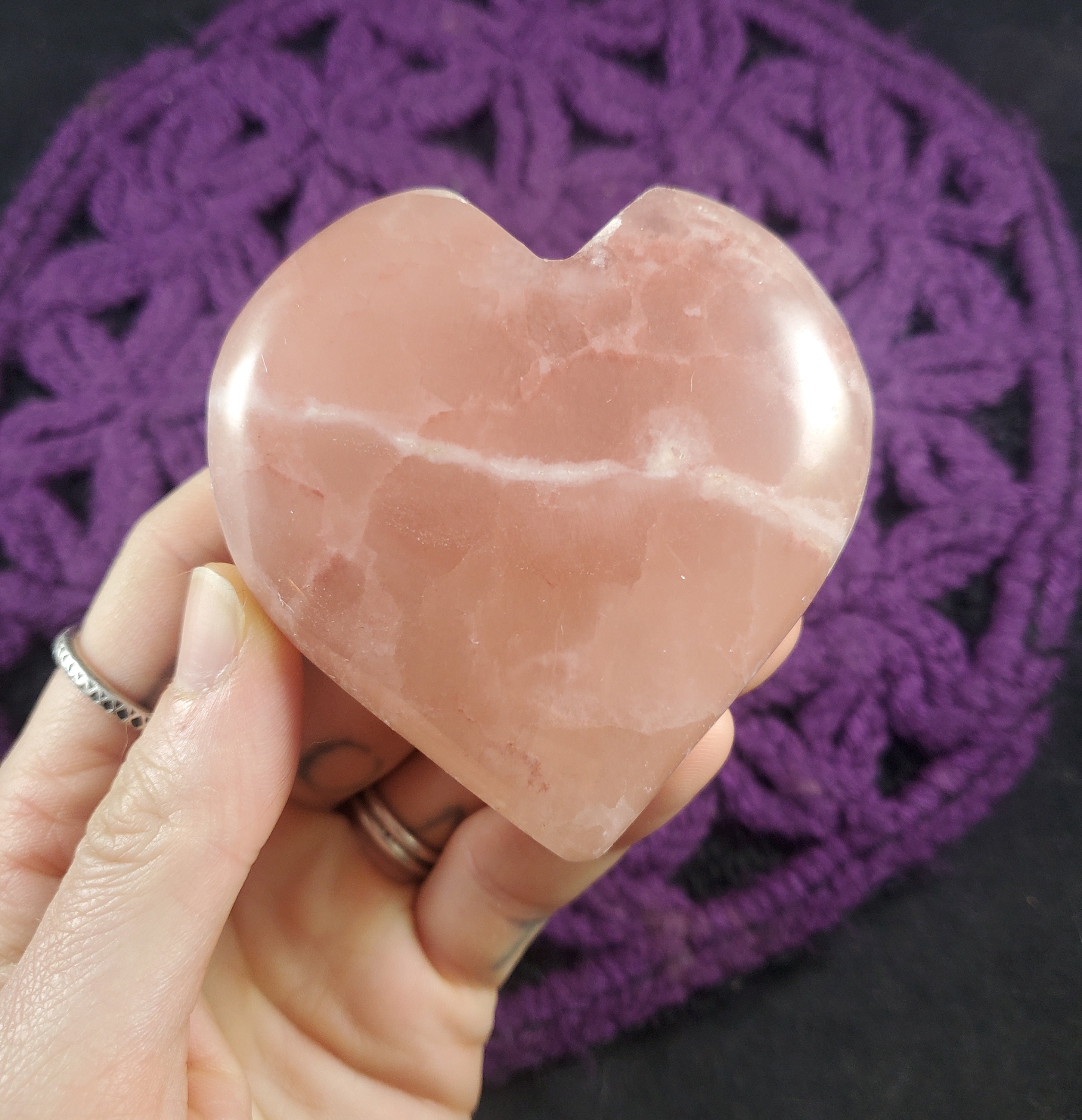 Rose Pink Calcite Heart Large Crystals Magick Stones New Find Starseed Polished Carving Pakistan Carved Heart Shaped Rock
