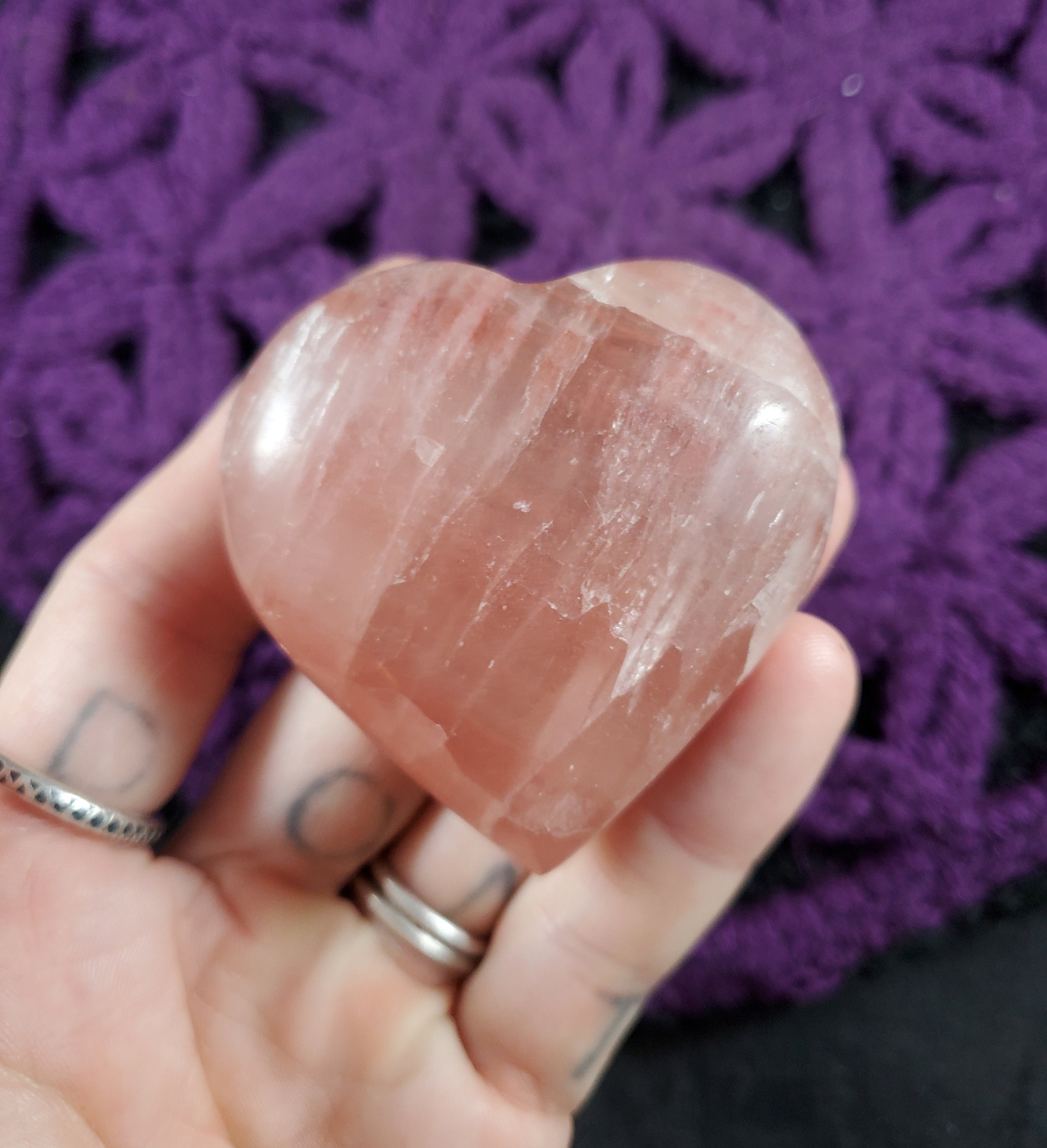 Rose Pink Calcite Heart Crystals Magick Stones New Find Starseed Polished Carving Pakistan Carved Heart Shaped Rock
