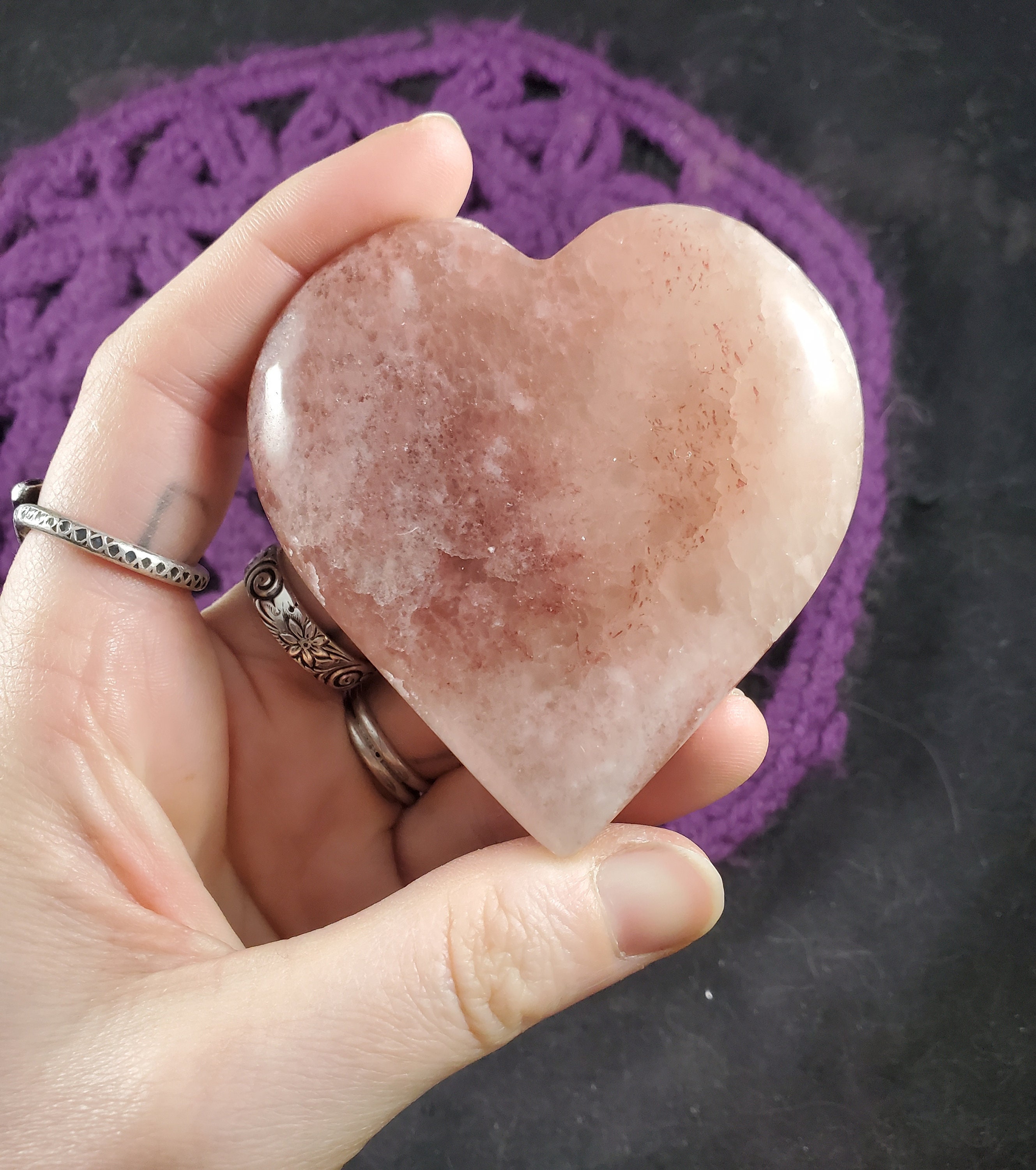 Rose Pink Calcite Heart Crystals Magick Stones New Find Starseed Polished Carving Pakistan Carved Heart Shaped Rock
